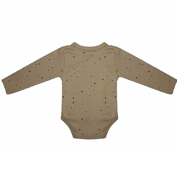Dit mooie romper met lange mouw Dots Sponge met leuke stippenprint komt uit de collectie van Little Indians. Het rompertje heeft een overslag.