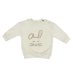 Een leuke en schattig sweater in de kleur wit uit de collectie Winter Flower - Bunny Velvet van Frogs and Dogs. Het konijntje is geborduurd.