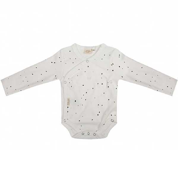 Dit mooie romper met lange mouw Dots Cloud Dancer met leuke stippenprint komt uit de collectie van Little Indians. Het rompertje heeft een overslag.