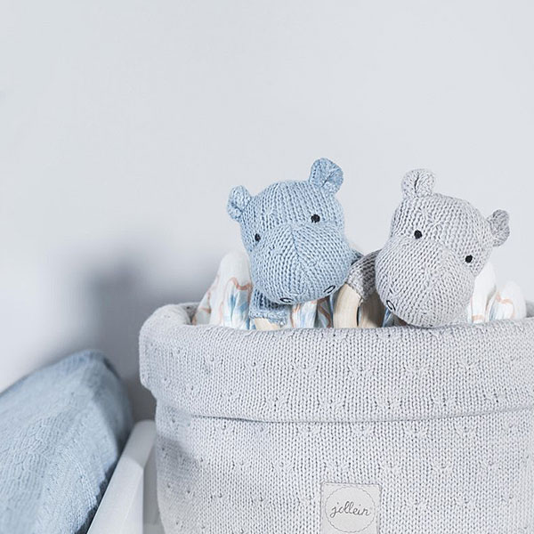 rammelaar bijtring nijlpaard Jollein Soft Knit grijze baby rammelaar met houten ring