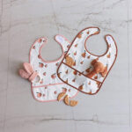 Jollein slabben Peach set van 2 met perzikenprint en roze bies