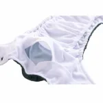 Binnenkant van de pocketluier van HappyBear. Deze luier is te gebruiken vanaf de geboorte tot zindelijkheid. Met dubbele lekgoten en verwijderbare booster voor extra absorptie.