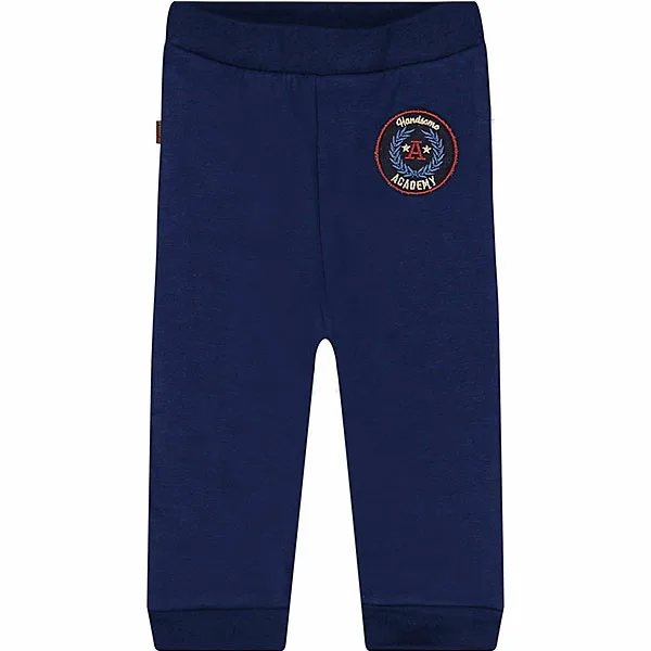 Dit stoere broekje is effen blauw van kleur met een patch. Dit broekkje is gevoerd en komt uit de Handsome Academy collectie van Frogs and Dogs. Zeer geschikt voor koud weer.