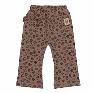 Een taupe kleurig broekje uit de Jungle collectie van Frogs and Dogs - Flair Pants. Dit leuke broekje heeft wijd uitlopende pijpen en een leuke luipaardenprint in de kleur zwart.