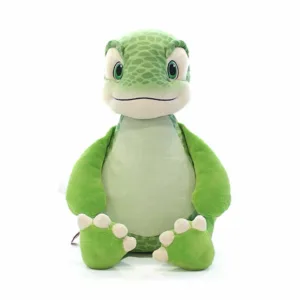 Big Mike is een kenmerkende dinosaurus. Hij heeft een heerlijke zachte vacht in de kleur groen met een vlekkenpatroon. Zijn buik is lichtgroen en aan zijn groene voeten zitten witte tenen.