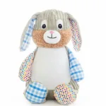 Cubbies Clovis Brampton Sensory Bunny Bubblegum met corduroy lijf en contrasterende stoffen met stippen en ruit
