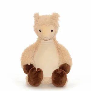 Lorenzo is een warme en pluzige lama. Hij heeft een  bruine voetjes en handjes en zijn buik is van gladde pluche. Lorenzo heeft zwarte ogen.