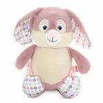 Cubbies Clovis Brampton Bunny Pink Polka Dot met roze pluche vacht en grote oren met gekleurde stippen