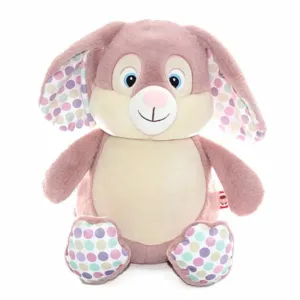 Cubbies Clovis Brampton Bunny Pink Polka Dot met roze pluche vacht en grote oren met gekleurde stippen