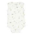Een schattig gebroken witte mouwloze romper Sailor Bay. Op het rompertje is er een over-all print van meeuwen, zeilboten en vuurtorens. 