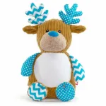 Cubbies Sensory Deer Cupcake met bruin corduroy lijf, blauwe stippenstof en wit blauwe strepen