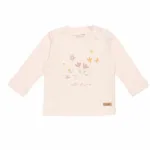 Een schattig roze shirt van zacht katoen met lange mouw van Flowers & Butterflies. Het shirtje heeft op de voorzijde een print van bloemen en de tekst Little Flowers.