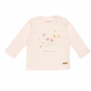 Een schattig roze shirt van zacht katoen met lange mouw van Flowers & Butterflies. Het shirtje heeft op de voorzijde een print van bloemen en de tekst Little Flowers.