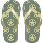 Stoere teenslippers in de kleur legergroen. De teenslippers hebben een bedrukking van gele sterren. Heerlijk voor naar het strand of het zwembad.