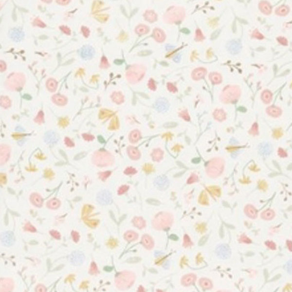 Mouwloze romper Flowers & Butterflies van Little Dutch met bloemen en vlinders in gebroken wit