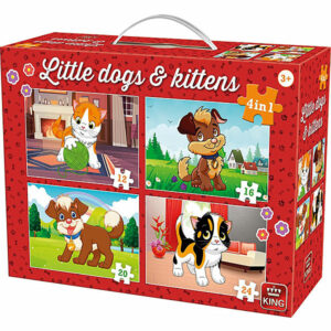 In deze doos zitten 4 leuke puzzels van puppy's & kittens. Deze puzzels komt uit de collectie van King.