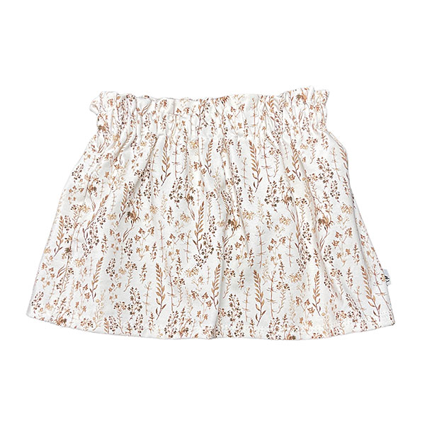 Dit schattige crèmekleurige rokje heeft een print van gedroogde bloemen en komt uit de collectie van Feathers. Het rokje heeft een elastische gerimpelde tailleband en een gezoomde onderkant.