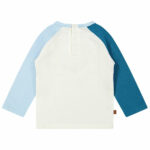 Dit stoere shirtje Pinguïn met lange mouw in de kleur crème & blauw  komt uit de collectie Polar Adventure van Frogs and Dogs. Het shirtje heeft raglan mouwen. Beide mouwen hebben een andere kleur. Op de voorzijde is een print van 3 pinguïns en de tekst Cool Friends.