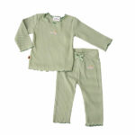 Dit leuke groene shirtje met lange mouw komt uit de Spring Summer Crush collectie van Frogs and Dogs. Op de voorkant van het shirtje zijn schattige besjes geborduurd in een roze kleur. Het shirtje is gemaakt van rib stof. De hals, mouwen en onderkant is afgezet met een geborduurde rand. Hierdoor krijg je een speelse geschulpte rand. 