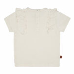 Dit leuke off white shirtje met korte mouwen komt uit de Spring Summer Crush collectie van Frogs and Dogs. Op de voorkant van het shirtje staat een schattige print van besjes met de tekst 'Best fruit Forever". Het shirtje heeft aan de zijkant van de hals aan beide kant een ruche rand zitten.