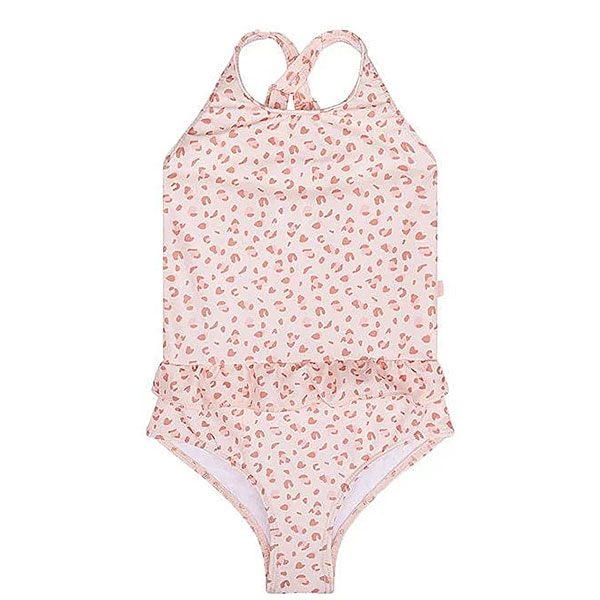 Op zoek naar een opvallende badpak? Met deze roze badpak met panterprint van Swim Essentials valt jouw dochter zeker op. Deze badpak is in de kleur roze met een panterprint in verschillende tinten roze en heeft rond de taille een ruffelrand/franjerand.