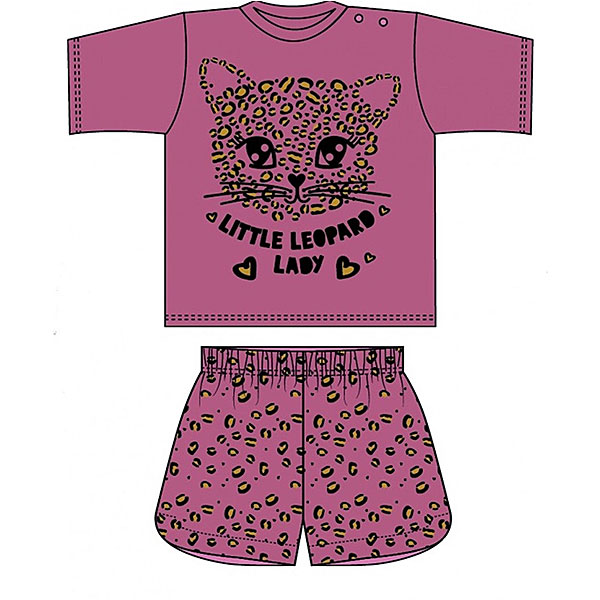Hier vind je de lieve shortama Little Leopard baby. Deze shortama komt uit de collectie van Fun2Wear. Deze shortama bestaat uit een shirt met korte mouwen en een korte broek. Op het shirtje staat de afbeelding van een luipaardenhoofdje met de tekst eronder Little Leopard Baby. Het korte broekje is voorzien van een overall luipaardenprint.