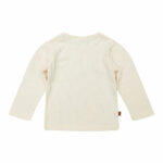 Dit leuke gebroken witte shirtje met lange mouwen komt uit de Sprink Lucky collectie van Frogs and Dogs. Het shirtje is heeft een gebreid gaatjes motief en aan de linkerzijde op borsthoogte zijn 2 bloemetje geborduurd met 3 hartjes. Op de linkerschouder zitten 2 drukkertjes. 