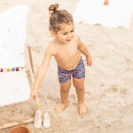 Peuter jongens zwemboxer zebra print blauw en oranje met elastische tailleband