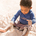 Baby zwemshort zebra blauw oranje met elastische tailleband en zebra print