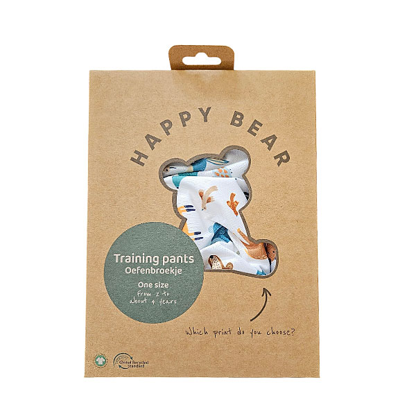 Hier het leuke trainingsbroekje Forest Animals van HappyBear. Het trainingsbroekje Forest Animals is bedrukt met onder andere een beer, hert, vos & een uil. Dit broekje is geschikt als je kindje bijna zindelijk is, maar af en toe toch nog een ongelukje heeft.