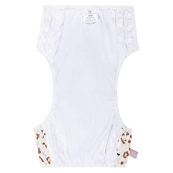 Hier de leuke zwemluier met drukkers Kaki Panterprint van Swim Essentials. De zwemluier Kaki Panterprint is bedrukt metde vlekken van een panter in de kleuren bruin, zwart & roze.