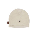 beige teddy baby beanie uit de Amour collectie van Frogs and Dogs met Amour-logo