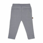 Dit leuke broekje in de kleur grijs komt uit de Smile Club collectie van Frogs and Dogs. Het broekje is effen van kleur en heeft aan de voorzijde 2 steekzakjes. Op de achterkant zitten 2 kontzakjes. De tailleband is elastisch met een koord. De pijpjes zijn gezoomd. Op het linker pijpje is aan de onderzijde een smiley geborduurd. 