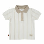 Dit leuke shirtje met korte mouw in de kleur gebroken wit komt uit de Spring Eton collectie van Frogs and Dogs. Het shirtje is is gebroken wit van kleur met strepen in de kleur camel. Het shirtje heeft een polokraagje in de kleur camel. De sluiting is met knoopjes en is ook gemaakt in de kleur camel.