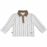 Dit leuke polo shirtje met lange mouw in de kleur beige komt uit de Smart Club collectie van Frogs and Dogs. Het shirtje is gemaakt van zacht katoen. Het polo shirtje is heeft strepen in de kleur bruin. Het kraagje en knoopsluiting zijn uitgevoerd de kleur bruin van de strepen.