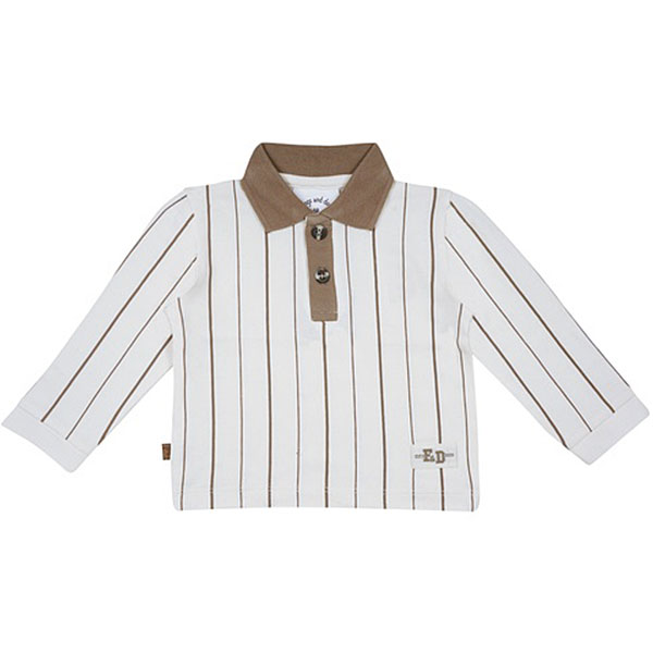 Dit leuke polo shirtje met lange mouw in de kleur beige komt uit de Smart Club collectie van Frogs and Dogs. Het shirtje is gemaakt van zacht katoen. Het polo shirtje is heeft strepen in de kleur bruin. Het kraagje en knoopsluiting zijn uitgevoerd de kleur bruin van de strepen.