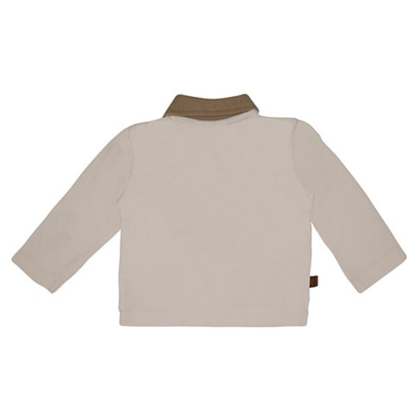 Dit leuke polo shirtje met lange mouw in de kleur beige komt uit de Smile Club collectie van Frogs and Dogs. Het shirtje is gemaakt van zacht katoen. Het shirtje is effen van kleur. De kraag en knoopsluiting zijn uitgevoerd in een donkerdere kleur. Op de linkerzijde voor zit op borsthoogte een geborduurde Smiley.
