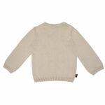 Deze schattige gebreide sweater komt uit deĀ collectie Paloma van Frogs and Dogs. De sweater is effen beige met op de voorzijde een ingebreide vogel met hartje. De boorden zijn gebreid en effen van kleur en op de schouder zitten 2 knoopjes.