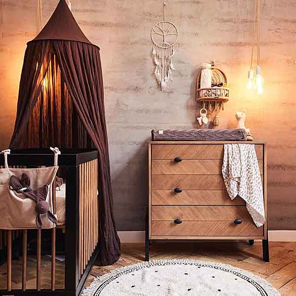 Jollein aankleedkussenhoes Spring Knit Chestnut 50 x 70 cm van gebreid katoen met golvend patroon