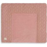 Jollein aankleedkussenhoes Spring Knit Rosewood van zacht katoen. Comfortabel en stijlvol voor dagelijks verschonen op aankleedkussens van 75 x 85 cm