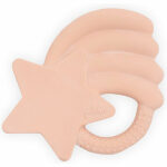 Op deze mooie bijtring Falling Star in de kleur roze van Jollein kan je kleintje heerlijk sabbelen en bijten. De bijtring is gemaakt van 100% natuurlijke rubber en bevat geen schadelijke stoffen. Bij doorkomende tandjes kan het extra fijn zijn om de bijtring voor gebruik in de koelkast te leggen (nóóit in de vriezer). De koude bijtring verdooft het vervelende gevoel op het tandvlees een beetje.