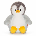 PPinguïn knuffel Bingle met grijs wit vachtje gele pootjes en verborgen ritssluiting