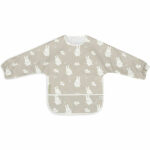 Hier vindt je de leuke slab met mouwen van Nijntje (Miffy) & Snuffy uit de collectie van Jollein. De slab heeft een olijfgroene achtergrond met daarop de afbeelding van Nijntje en vriendjes in de kleur crème. De slab is waterproof, heeft lange mouwen en een handige klittenbandsluiting in het nekje. Hierdoor is niet alleen geschikt om te gebruiken tijdens het eten maar tijdens het knutselen en verven.