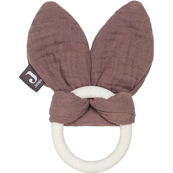 Op deze mooie bijtring Bunny Ears Chestnut in de kleur bruin van Jollein kan je kleintje heerlijk sabbelen en bijten. De bijtring is gemaakt van 100% siliconen en bevat geen schadelijke stoffen. De zachte bunny oortjes zorgen voor een knisperend geluid dat de nieuwsgierigheid van je baby prikkelt en het speelplezier vergroot.