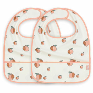 Laat jouw kleintje lekker kliederen en ontdekken aan tafel. Met deze slabben van Peach uit de collectie van Jollein bescherm je het leuke outfitje van jouw kleintje. De slabben zijn per 2 verpakt en hebben op de voorzijde een overall perzikenprint. De slabben zijn afgezet met een roze bies.