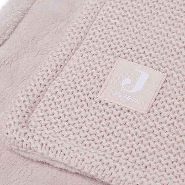Jollein pale pink gebreid ledikantdekentje met fleece voering