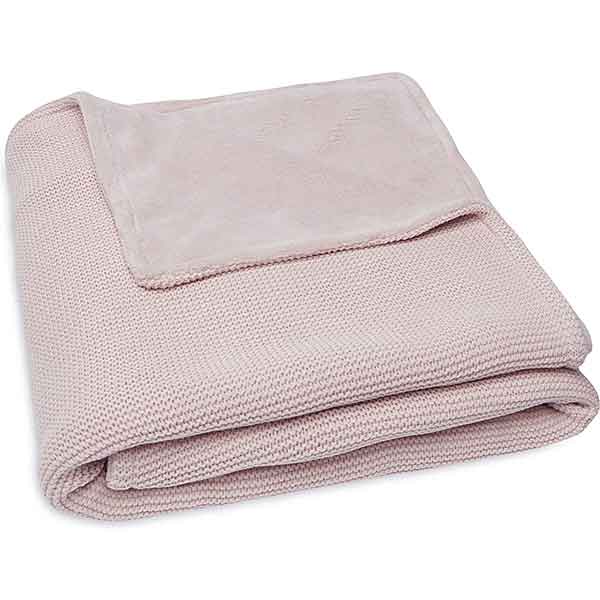 Jollein pale pink gebreid ledikantdekentje met fleece voering