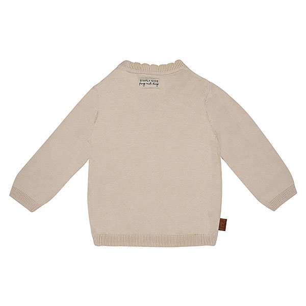 Dit mooie gebreide overslagshirtje met lange mouw is in de kleur beige en komt uit de collectie Simply Nice Girl van Frogs and Dogs. Het shirtje heeft een mooie overslag. De overslag heeft een gebreid rufflerandje. De boordjes zijn gebreid.