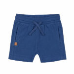 Dit stoere blauwe korte broekje met een geborduurde knipogende smiley op de kont komt uit de Happy with You collectie van Frogs and Dogs. Gemaakt van zacht en luchtig materiaal voor extra comfort. Perfect voor zomerse dagen en dagelijks gebruik. Het broekje heeft 2 steekzakjes. Dankzij de elastische tailleband met koord zit het broekje comfortabel en blijft hij goed op zijn plek.