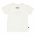 Dit gebroken witte baby t-shirt met korte mouw uit de Sun and Sand-collectie van Frogs and Dogs is een zomerse must-have! Op de voorzijde staat een blauwe bedrukking voor een frisse, speelse look. Gemaakt van zacht en ademend katoen, ideaal voor warme dagen.